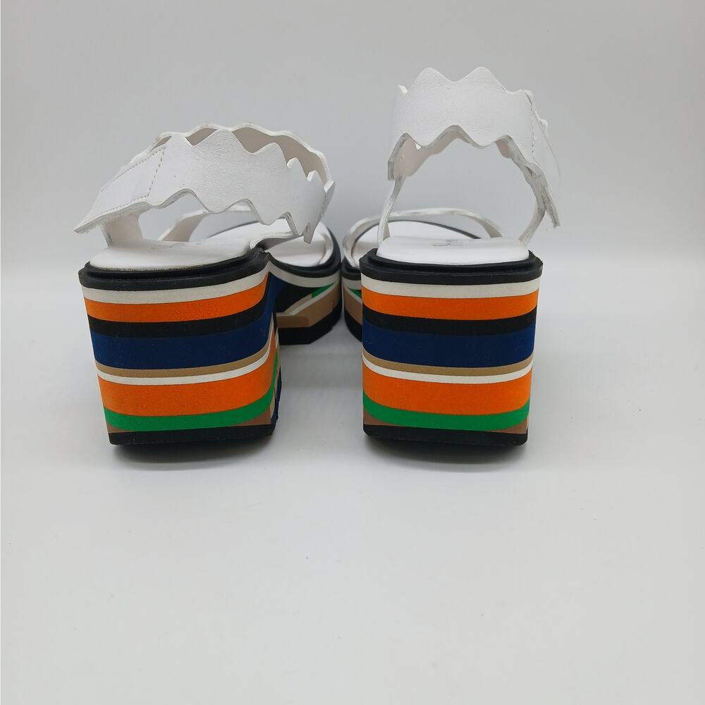 Homers Leather Fornells Wedge Platform Sandals White Size 36 US 6 Made in Spain - Picture 5 of 10